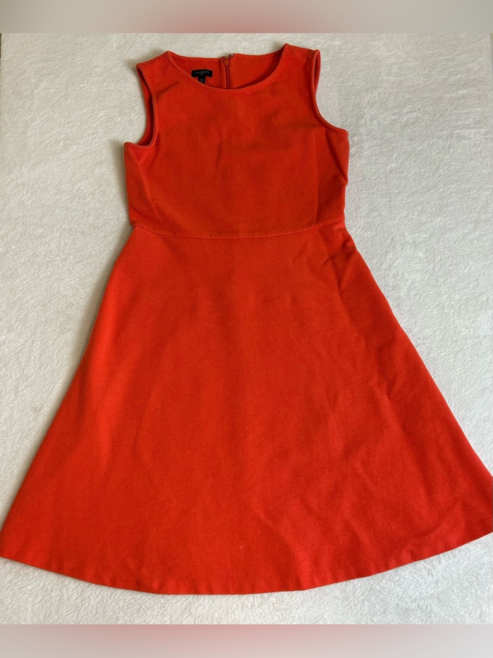 Talbots Women's Dress Size Medium Petite Orange Scoop Neck Sleeveless Zip